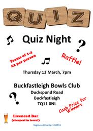 Quiz Night - Thursday 13 March, 7pm